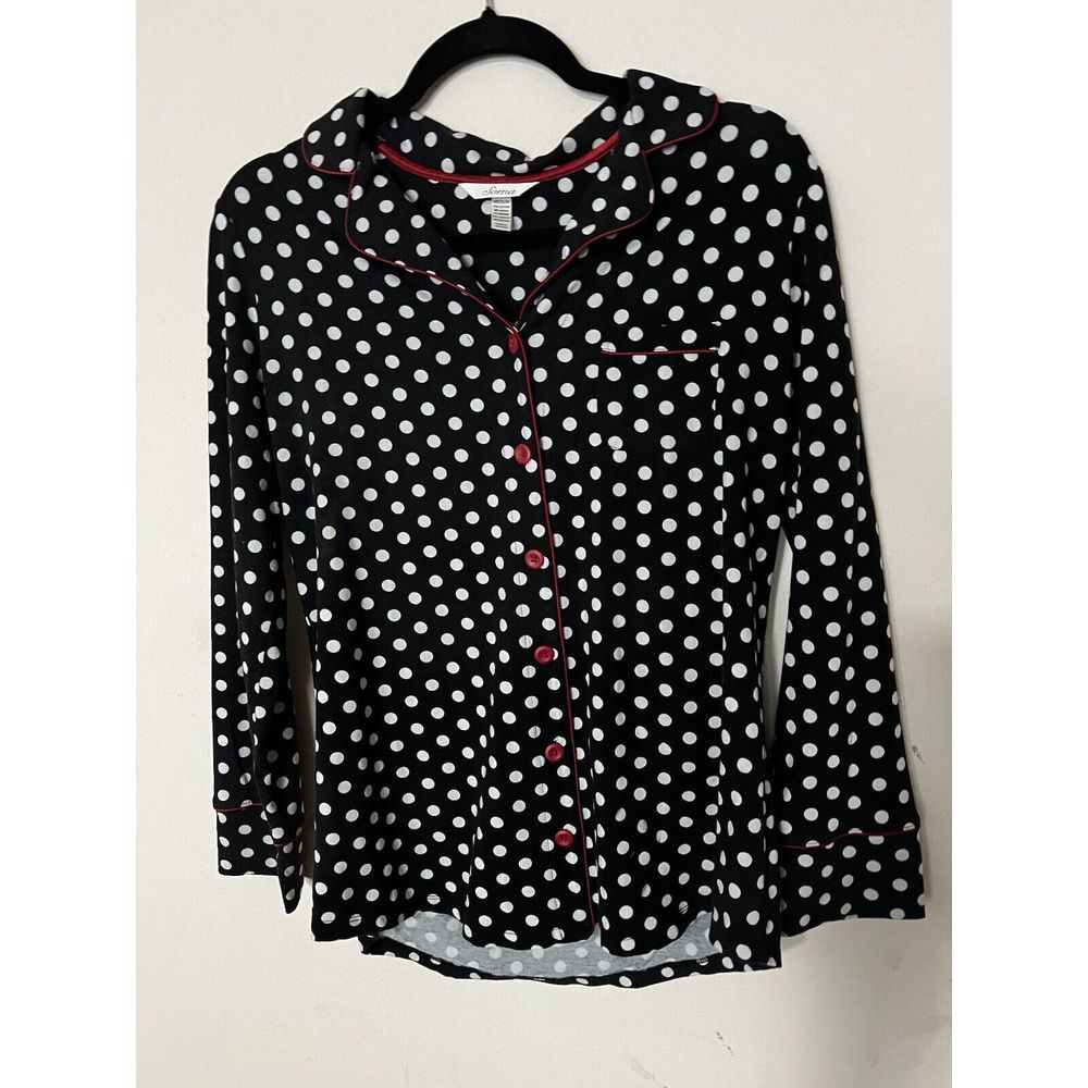 Soma Size Medium‎ Black White Polka Dots Pajama Top